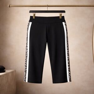 Nygard Luxe Slims Black Leopard Stripe Capri Leggings Size M